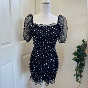 Polka Dot Puffy Sleeve Mini Dress size SMALL